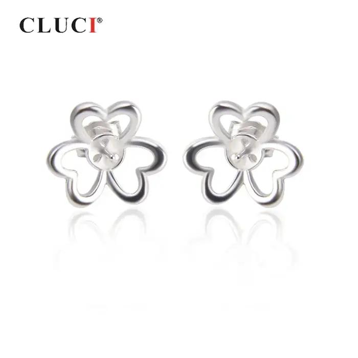 CLICI – boucles d'oreilles trèfle en argent Sterling 925 pour femmes, bijoux en argent 925, avec per