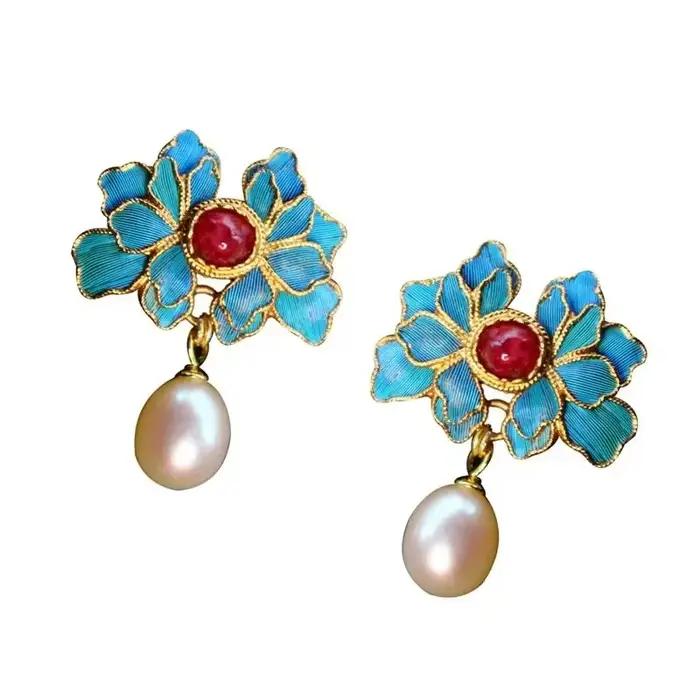 Boucles d'Oreilles Originales en Soie Dorée Everisonne pour Femme, Bijoux en Argent, Style Chinois, Palais Rétro, Charme Unique