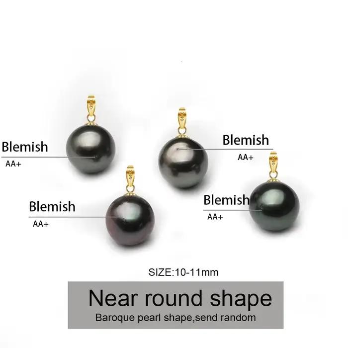Pendentif en perles de tahiti noires naturelles pour femmes