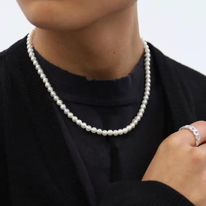 Collier de perles d'imitation transfrontaliers, unisexe, léger, de luxe, tempérament, chaîne de cou polyvalente, bijoux, vente en gros