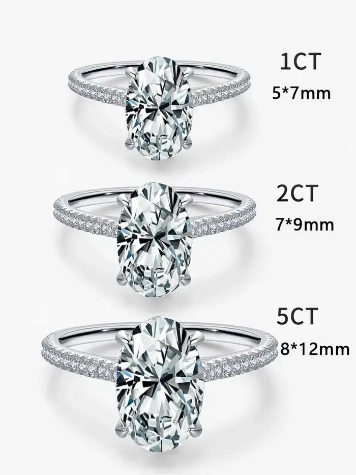 Bague ovale en argent Sterling 925 pour femmes