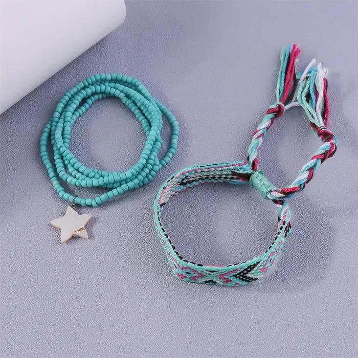 Bracelets de cheville brodés tressés bohèmes faits à la main pour filles