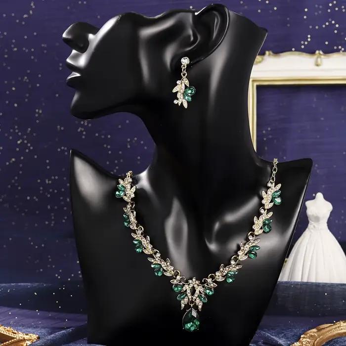 Ensemble collier et boucles d'oreilles de mariée en strass de luxe