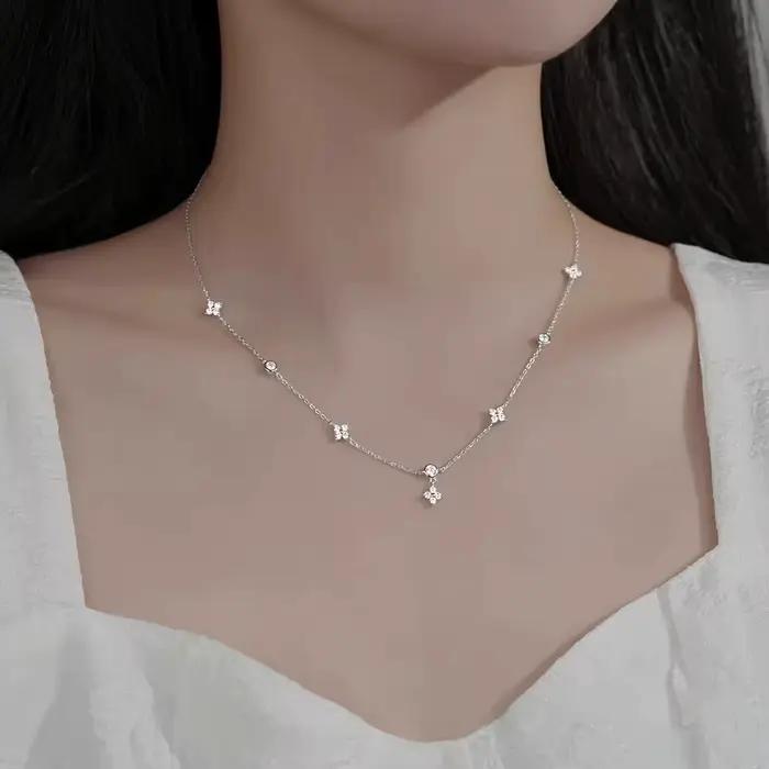 Collier trèfle à quatre feuilles porte-bonheur en argent S925
