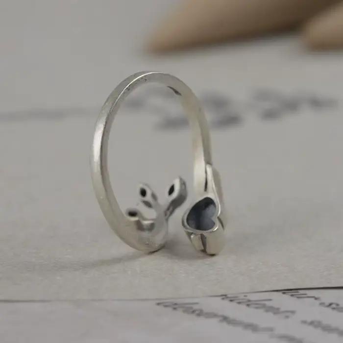Bague ouverte réglable en argent Sterling 925 sertie d'un oiseau de compagnie ethnie pour femmes occasions festives et cadeaux spéciaux