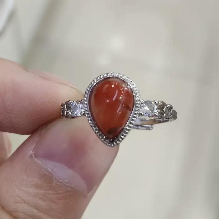 Bague en cristal rouge 100% pierre précieuse naturelle