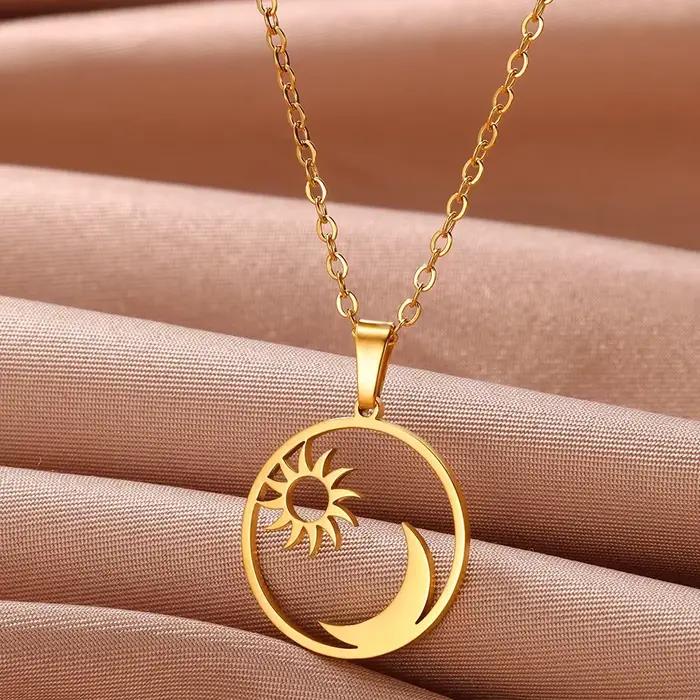 Collier géométrique en acier inoxydable pour femmes