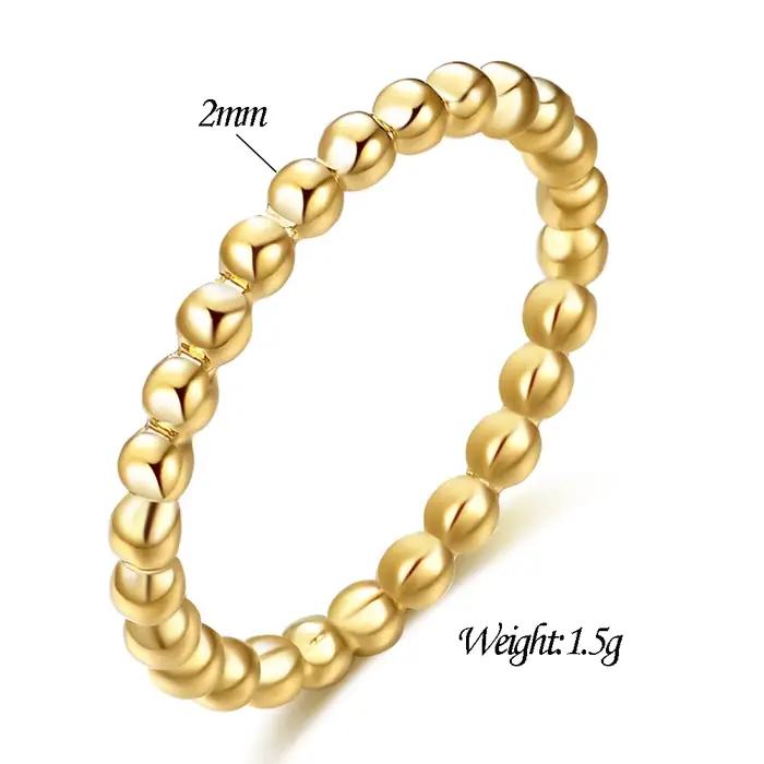 Bague ondulée en perles fines pour femmes, bijoux minimalistes en acier inoxydable, à la mode, perles simples, accessoires cadeaux de fête de mariage