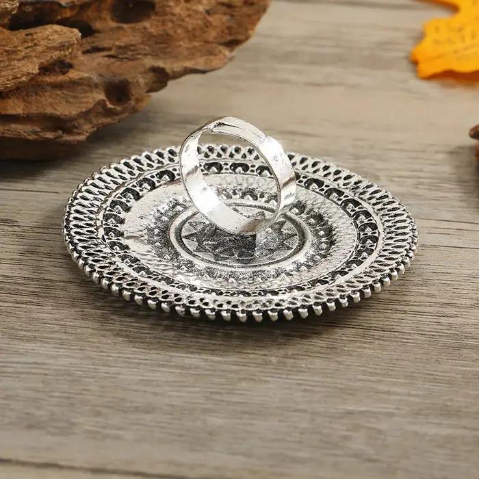 Grand anneau rond ethnique Antique en or pour femmes