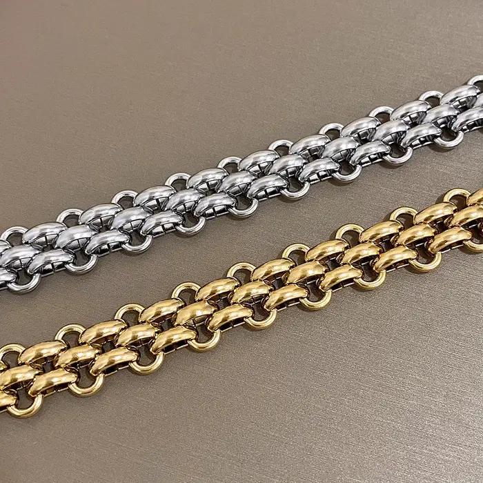 Bracelet à chaîne épaisse en acier inoxydable pour femmes