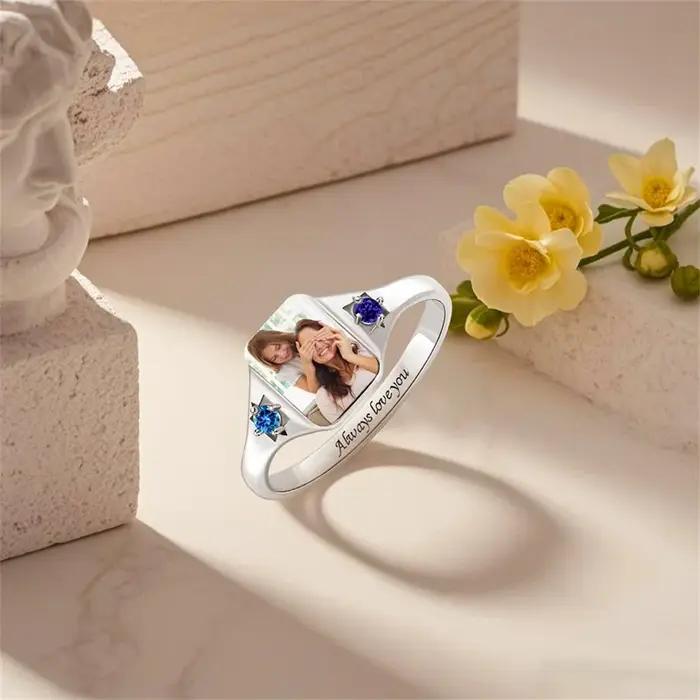 Bague photo personnalisée pour femmes