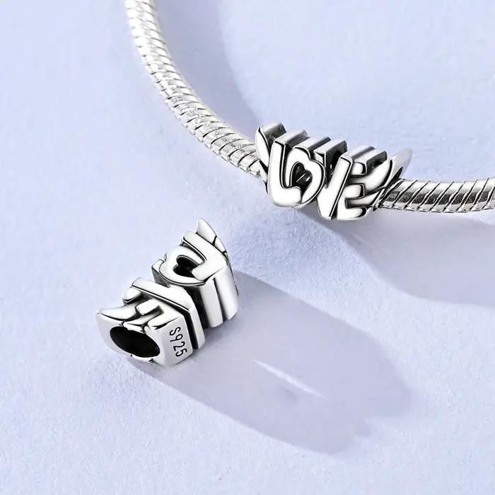 Breloques d'amour en argent sterling 925 pour mère