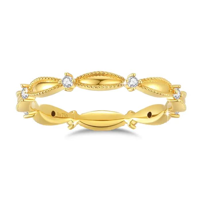 Bagues en or 18 carats AU750 entièrement serties de moissanite pour femmes