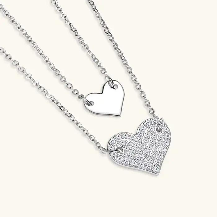 Collier en argent sterling 925 sertie de Moissonite avec pendentif en forme de cœur pour femmes occasions spéciales élégantes à offrir