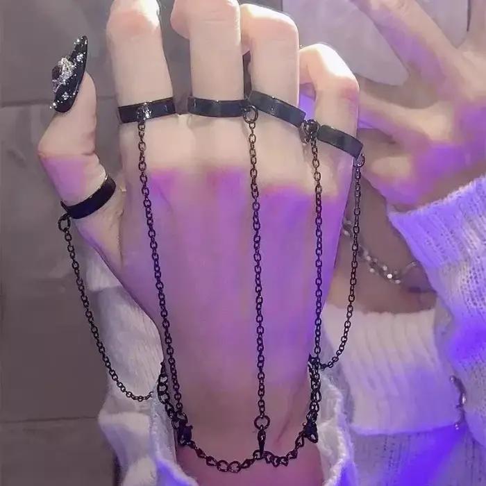 Ensemble de bagues-bracelets connectées créatives style punk