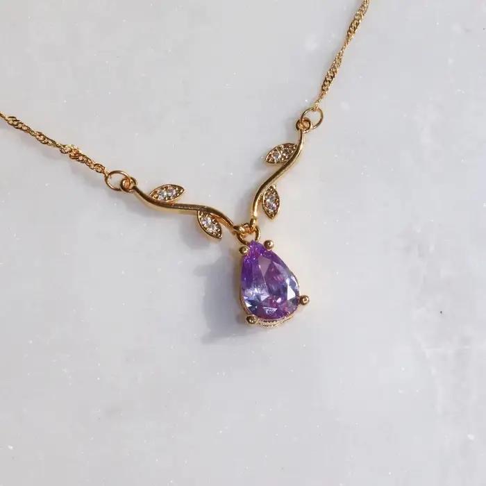 Pendentif princesse d'île Ro, collier Rose en cristal de Zircon naturel, bijoux romantiques luxueux populaires, cadeau de dessin animé identique