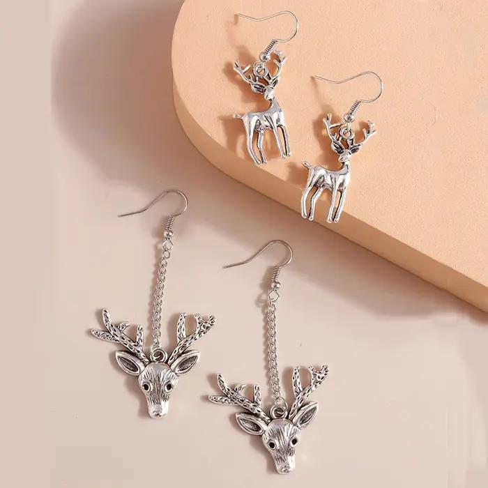 Boucles d'oreilles en métal couleur argent Aihua