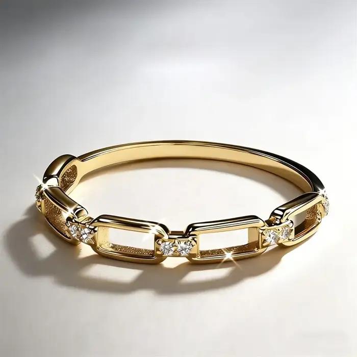Huitan – bague à chaîne avec zircons cubiques brillants pour femmes, bijoux à porter au quotidien, accessoires de mode délicats pour dames