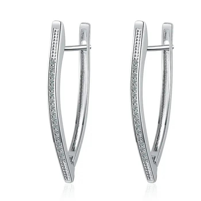 Boucles d'oreilles en argent Sterling 925 en forme de V, Triangle irrégulier incrusté de Zirconium e