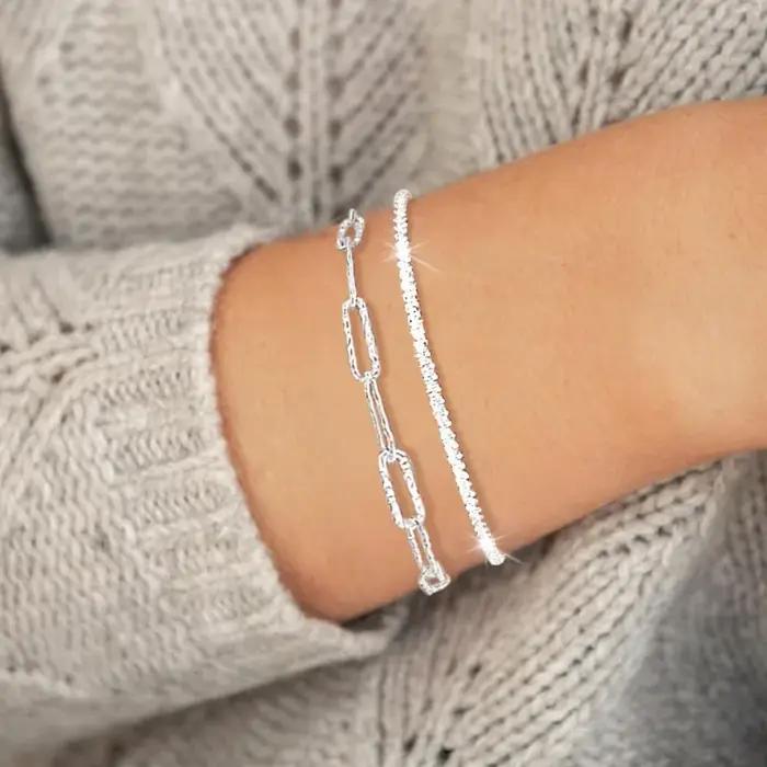 Bracelets étincelants en argent sterling 925 pour femmes