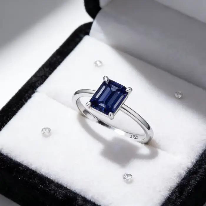 Trumium – bagues en argent Sterling 925 pour femmes, nouvelle collection, tanzanite saphir taille émeraude, 2CT, bijoux fins de luxe Vintage, cadeaux pour elle