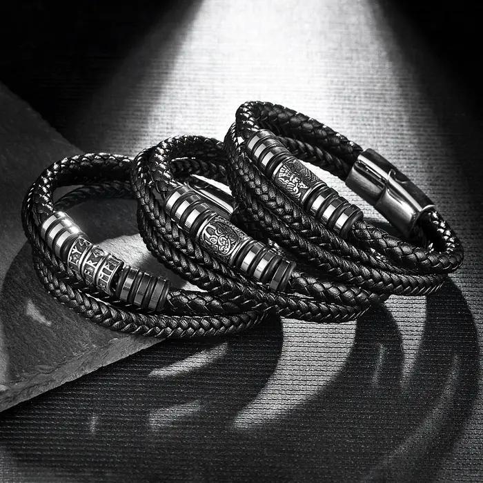 Bracelet de perles de noeud celtique Vibasine vintage pour hommes et femmes