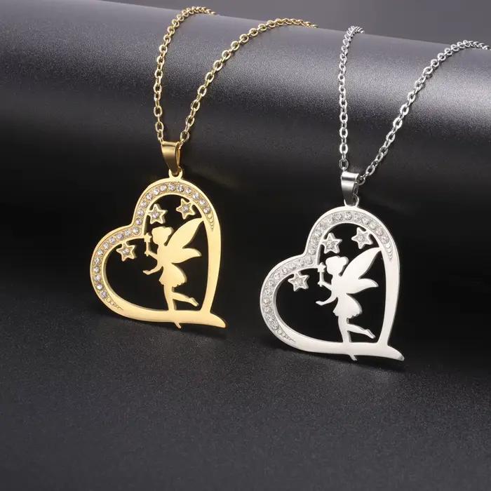 Collier pendentif en cristal elfe mignon bijoux pour filles cadeau de noel anniversaire pâques enfants femmes squelette fantastique fantaisie romantique