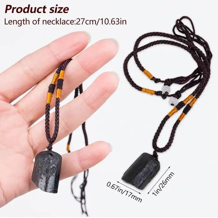 Pendentif Tourmaline Noire pierre brute collier en cristal naturel ornement en pierre épaisse énergie de guérison noire bijoux pour femmes occasions spéciales