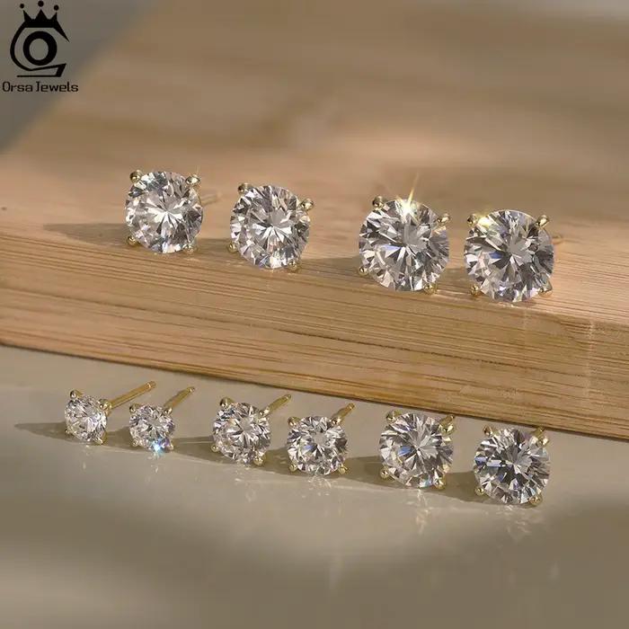 Stud Boucles d'Oreilles en Argent Sterling 925 avec Zircone Blanche pour Occasions Spéciales et Quotidien