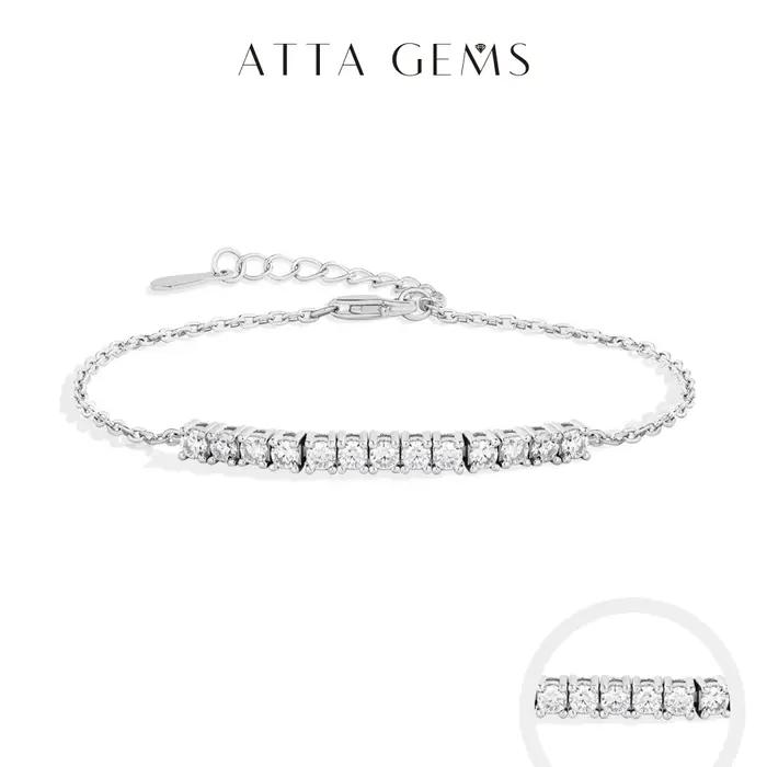 Bracelet de tennis en moissanite 925 plaqué or jaune bracelet ajustable pour femmes bijoux de charme occasion spéciale engagement soirée business婚礼 engagement派对商务