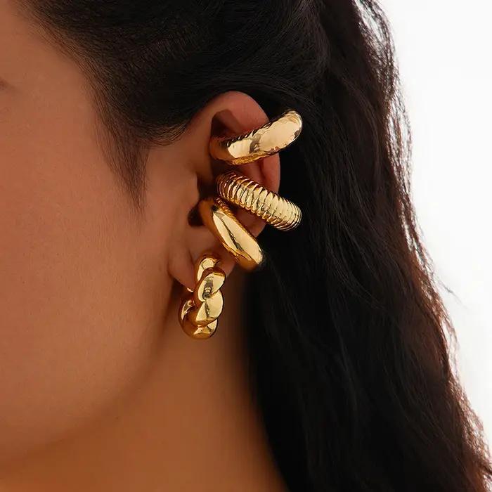 Lot de 4 clips d'oreille en acrylique en forme de C pour femme