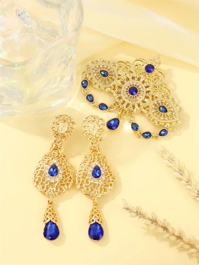 Ensemble de boucles d'oreilles boutonnière de mariage marocain, ensemble de bijoux pour dames de sty