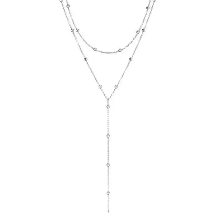 Collier à double couche avec pampilles géométriques pour femmes élégantes occasions spéciales style bohème romantique