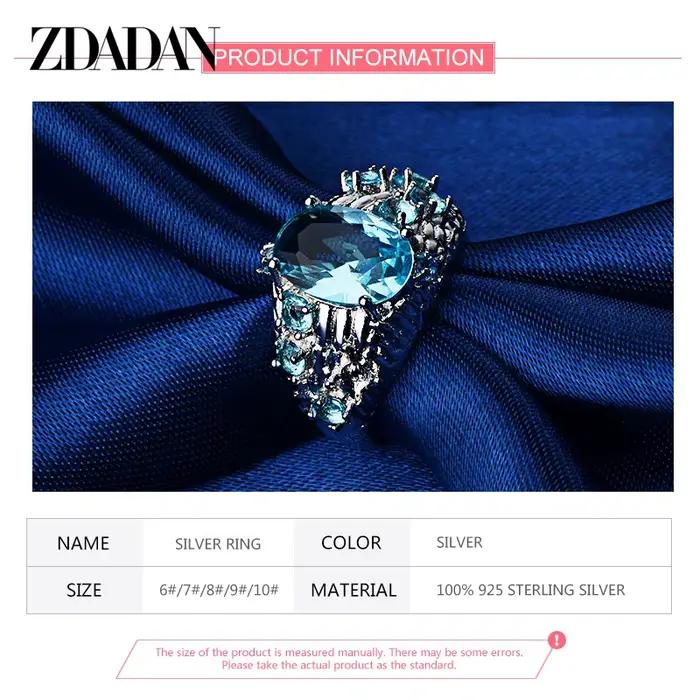 ZDADAN – bague en argent 925 avec aquamarine pour femmes, bijoux de mariage à la mode
