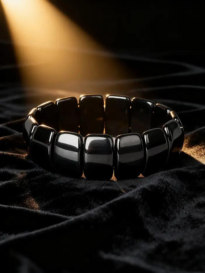 Bracelet en hématite, perles torsadées