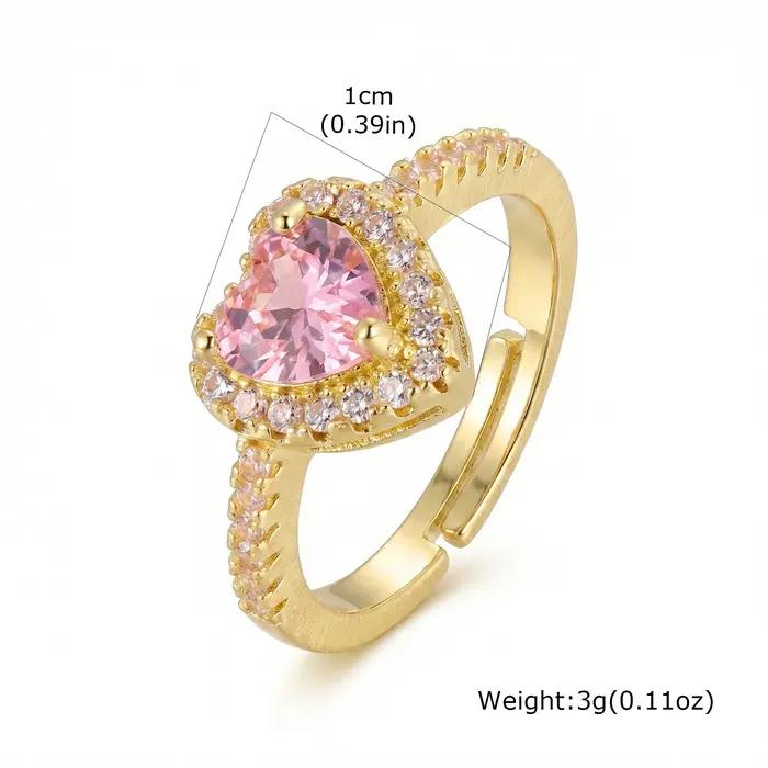 Bague en forme de cœur réglable pour femmes