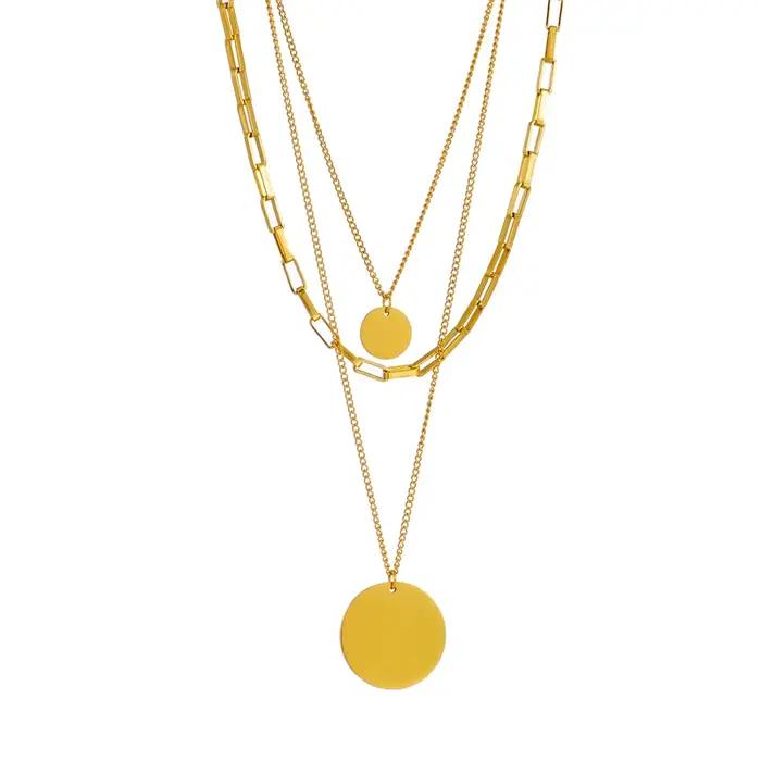 Pendentif rond en acier inoxydable couleur or pour femmes mode tracker d'humeur occasion spéciale colliers DIEYURO