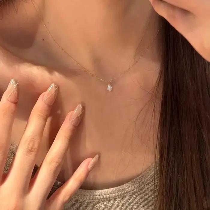 Collier pendentif goutte d'eau en zircon ANENJERY pour femme
