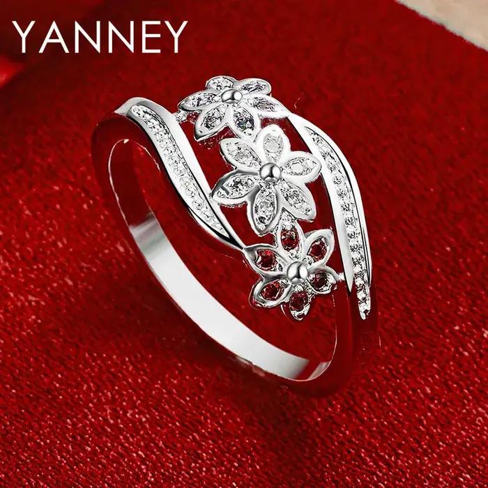 Magnifique bague de luxe en argent Sterling 925, fleur colorée en Zircon pour femmes de mariage, bij