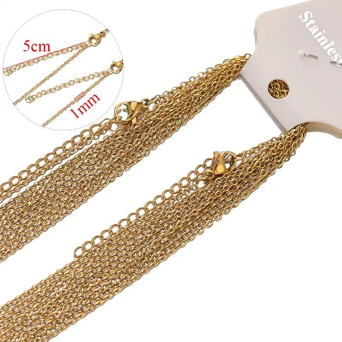 Chaînes en acier inoxydable de Semitree pour colliers DIY unisexes occasions spéciales fournitures d'artisanat bricolage bijoux de mode ajustables à la main 10 pièces or pur plaqué argent imitation rhodium