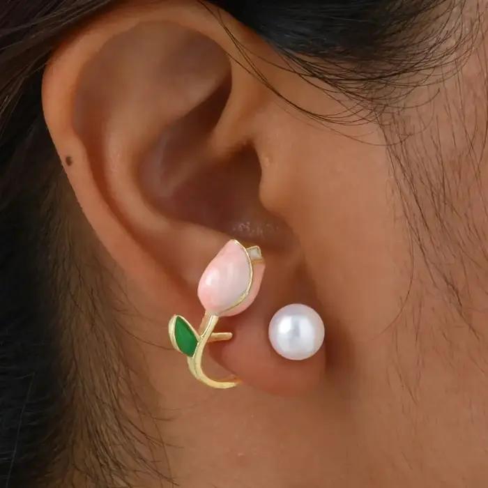 Boucles d'oreilles élégantes en Imitation de tulipe pour femmes