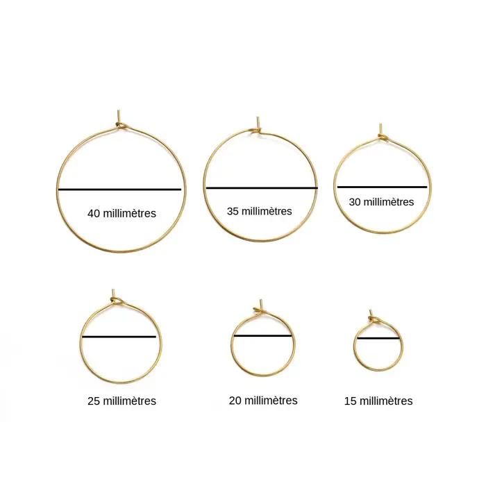 Boucles d'oreilles en fil de grand cercle en acier inoxydable doré