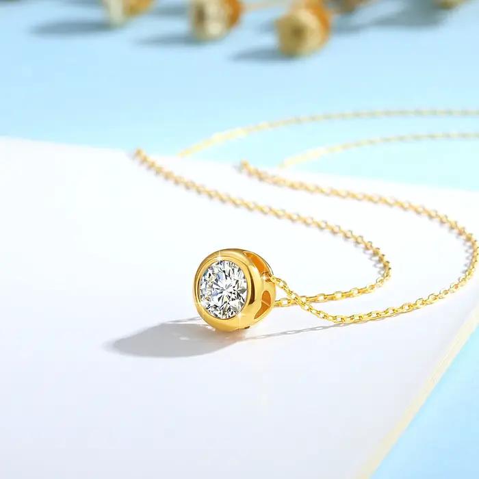 Collier en or 100% véritable 18 carats avec Moisanite 0