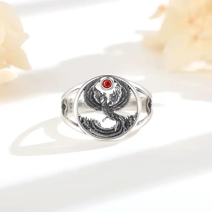 Eudora 925 bague réglable en argent Sterling Phoenix Vintage soleil
