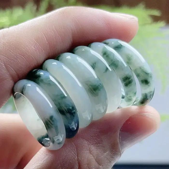 S Myanmar jadéite bague émeraude pierre précieuse sculptée mode bijoux naturels véritable birman Jad