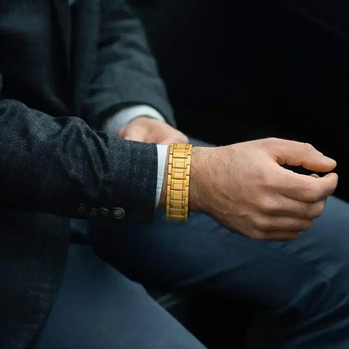 ARADOO 3500 Gauss néodyme magnétique titane acier Bracelet pour hommes avec fermoir déployant conception