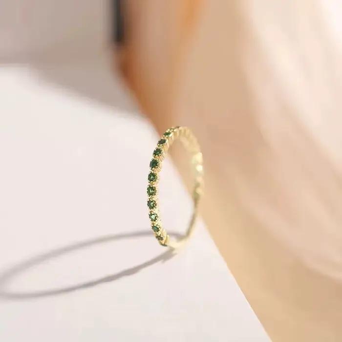 Bague en argent Sterling 925 et Zircon vert pour femme
