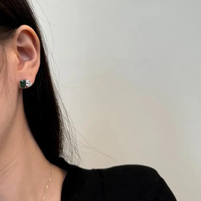 Boucles d'oreilles Vinregem en argent sterling 925 serties d'émeraudes naturelles pour femmes et hommes bijoux de soirée élégants pour des occasions spéciales