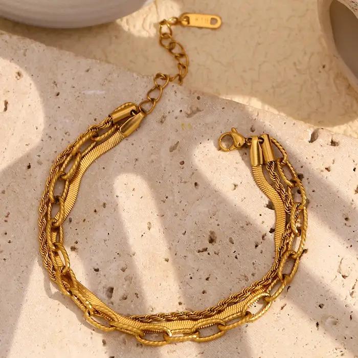 La.Muses – Bracelet chaîne combinée à 3 couches
