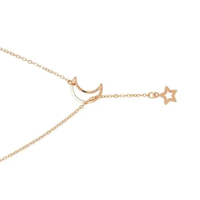 Collier avec pendentif lune et étoile pour femmes